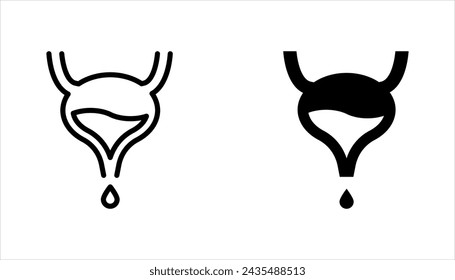 Human bladder line icon set. linear style sign for mobile concept and web design. Bladder internal organ outline vector illustration on white background