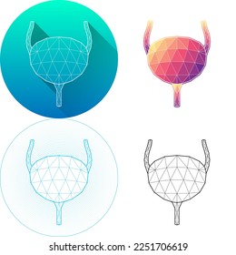 Human Bladder Urinary System Medical Human Organ Logo Icon Minimalistic Triangulated Polygonal Low Poly, Line Art Long Shadow Isolated on White Background