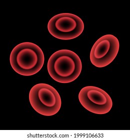 Human blood cells structure under microscope. Erythrocytes icons in vein. Human blood vessel. Microbiology test in laboratory. Isolated medical 3d vector illustration for clinic, hospital or education