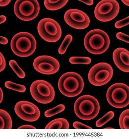 Estructura de células sanguíneas humanas bajo microscopio. Iconos eritrocitos en vena. vaso sanguíneo humano. Prueba de microbiología en laboratorio. Ilustración de vectores 3d para clínicas, hospitales o educación