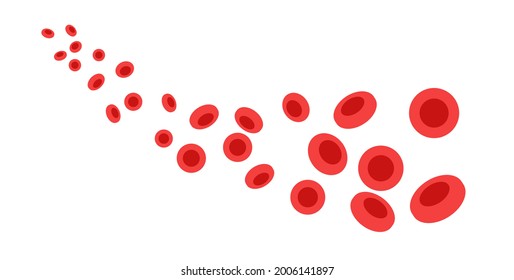 Estructura de células sanguíneas humanas bajo microscopio. Iconos eritrocitos en vena. Concepto de vasos sanguíneos humanos. Prueba de microbiología en laboratorio. Ilustración clínica de vector plano aislada para clínica u hospital.