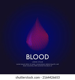 Human Blood Drop Medical Structure. Vector Logo Blood Drop Color Silhouette On A Dark Background. EPS 10