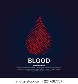 Human blood drop medical structure. Vector logo blood drop color silhouette on a dark background. creative blood drop vector design - EPS 10