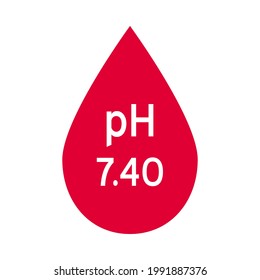 Human blood pH vector icon. Isolated illustration of cardiovascular system health. Normal, alkaline or acidic value. Medical hemathology badge.