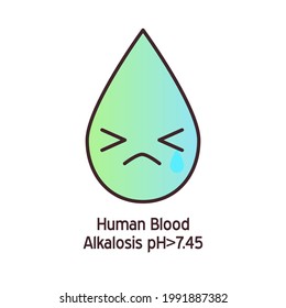 Icono del vector pH de la sangre humana. Ilustración aislada de la salud del sistema cardiovascular. Valor normal, alcalino o ácido. Insignia de hematología médica.