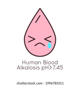 Icono del vector pH de la sangre humana. Ilustración aislada de la salud del sistema cardiovascular. Valor normal, alcalino o ácido. Insignia de hematología médica.