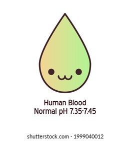 Human blood pH vector icon. Isolated illustration of cardiovascular system health. Normal, alkaline or acidic value. Medical hemathology badge.