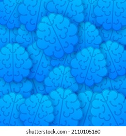 Human blue brain sticker pattern. Thinking process, brainstorming, good idea, brain activity. Vector stock illustration.
