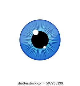Human blue eyeball iris pupil isolated on white background. Eye Vector Illustration