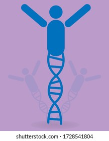 Human bodies with DNA chain, conceptual vector