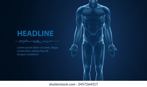 Human body. Abstract vector. Human anatomy, Digital technology, Medical science, Cell biology, DNA molecule, Immune system, Radiology network, Neuronal network, Molecular structure body concept.