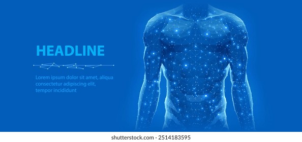 Human body. Abstract vector. Human anatomy, Digital technology, Medical science, Cell biology, DNA molecule, Immune system, Radiology network, Neuronal network, Molecular structure, body concept.