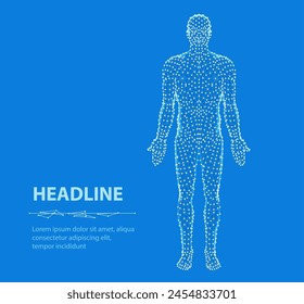 Human body. Abstract vector. Digital anatomy, Medical technology, Muscle structure, Health innovation, 3D model, DNA biotechnology, Body system, Science medicine, Healthy anatomy, immune concept