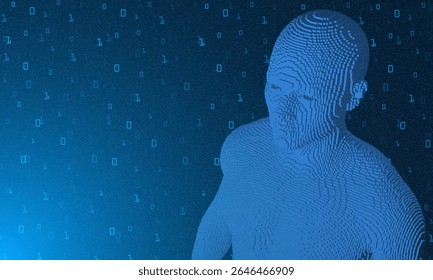 Human body. Abstract vector. Digital anatomy, Medical technology, Muscle structure, Health innovation, 3D model, DNA biotechnology, Body system, Science medicine, Healthy anatomy concept