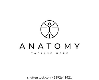 human body anatomy in circle line logo design