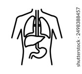 human body anatomy icon linear logo mark in black and white