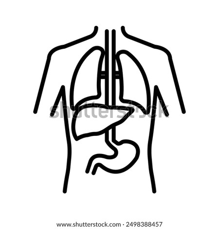 human body anatomy icon linear logo mark in black and white
