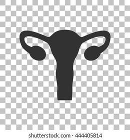 Human Body Anatomy Uterus sign. Dark gray icon on transparent background.