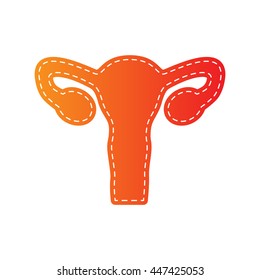 Human Body Anatomy Uterus sign. Orange applique isolated.
