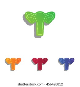 Human Body Anatomy Uterus sign. Colorfull applique icons set.