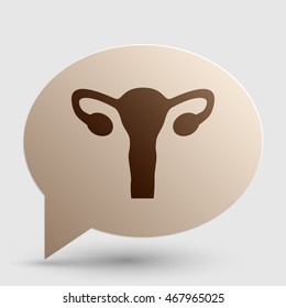 Human Body Anatomy Uterus sign. Brown gradient icon on bubble with shadow.