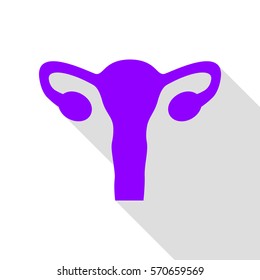 Human Body Anatomy Uterus sign. Violet icon with flat style shadow path.