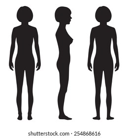 human body anatomy,front, back side, vector woman silhouette
