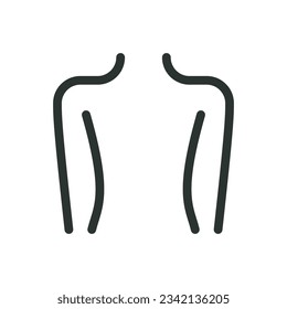 Icono aislado del cuerpo humano, icono del vector del cuidado posterior con trazo editable