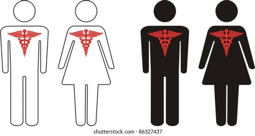 human body with caduceus symbol