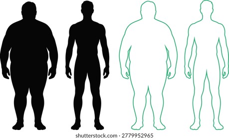 Human body comparison obesity illustration