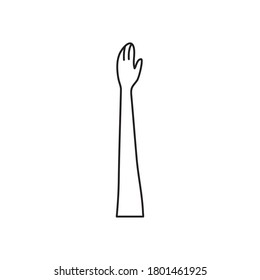 human body concept, human hand up icon over white background, line style, vector illustration