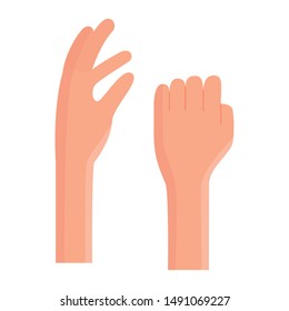 human body concept represented by hands illustration, flat and isolated design