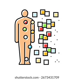 human body with data points color icon vector. human body with data points sign. isolated symbol illustration