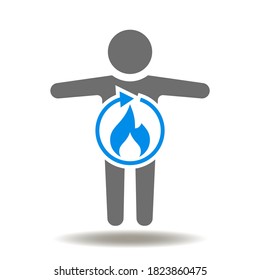 Human Body Fire Flame Round Rotation Arrow Icon Vector. Metabolism Medical Sign. Metabolic Food Digestibility Human System Symbol.