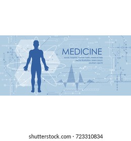 Human body health care, with medical icons, organs, charts, diagrams and copy space