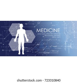 Human body health care, with medical icons, organs, charts, diagrams and copy space