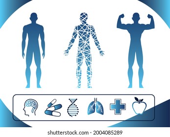 human body healthy and medical icons