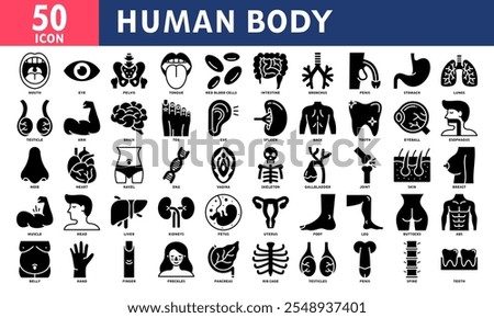 Human Body Icon Set Collection. Simple Glyph Vector