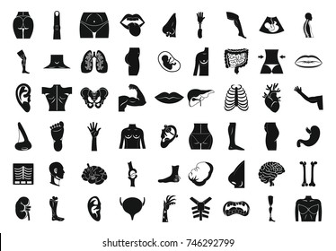 Human body icon set. Simple set of human body vector icons for web design isolated on white background