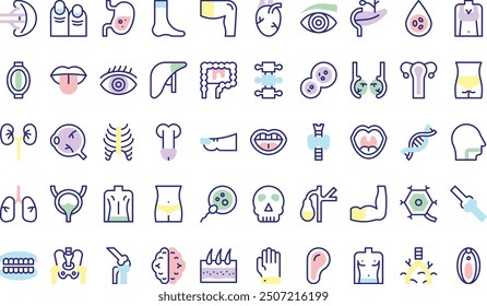 Human body icons collection is a vector illustration with editable stroke.
