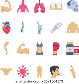 Human body illustration with isolated background set 