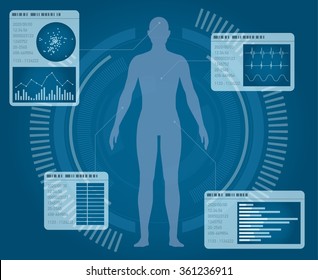 human body and info graphics, abstract interface, vector illustration