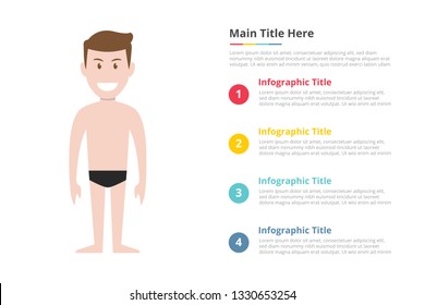 human body infographics with free space of text with various color and description - vector