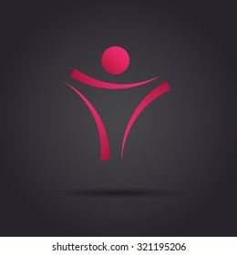 Human Body Logo, Trigon Shape, 2d Vector Sign, Eps 10