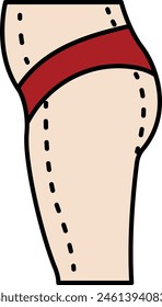 Human Body Lower Side View vector icon design, Cosmetology or Cosmetologist Symbol, esthetician or beautician Sign, Beauty treatment stock illustration, Thighplasty or Legs reshaping therapy concept