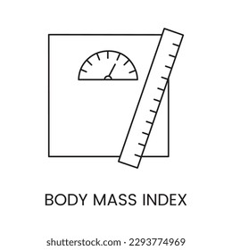 Human body mass index line icon in vector, illustration scales and ruler.