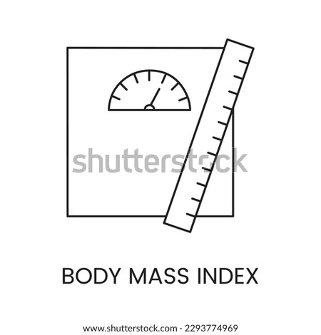 Human body mass index line icon in vector, illustration scales and ruler.
