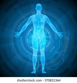 human body and medical technology, abstract image, vector illustration