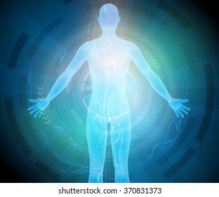 human body and medical technology, abstract image, vector illustration