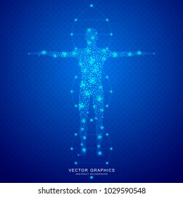 Human Body With Molecules DNA On Medical Abstract Background